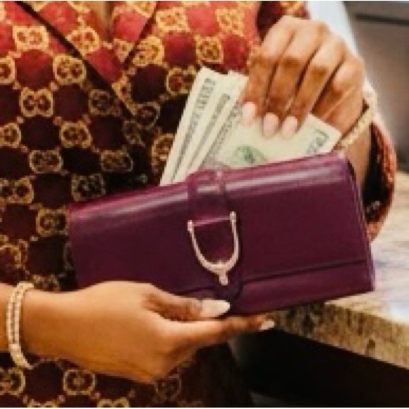 Gucci Handbags - GUCCI Maroon w/Silver Hardware Leather Long Wallet, EUC